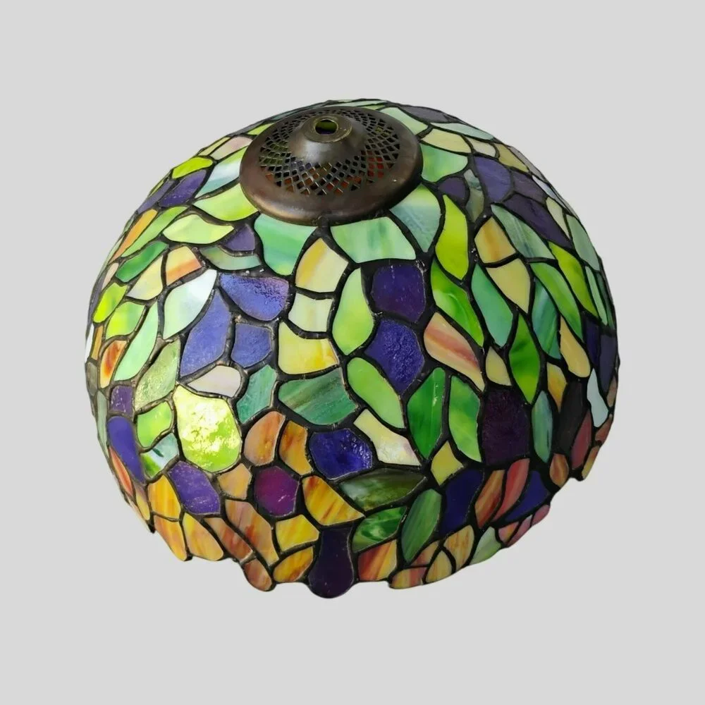 Vintage Dale Tiffany Stained Glass Lamp Shade, Signed 12